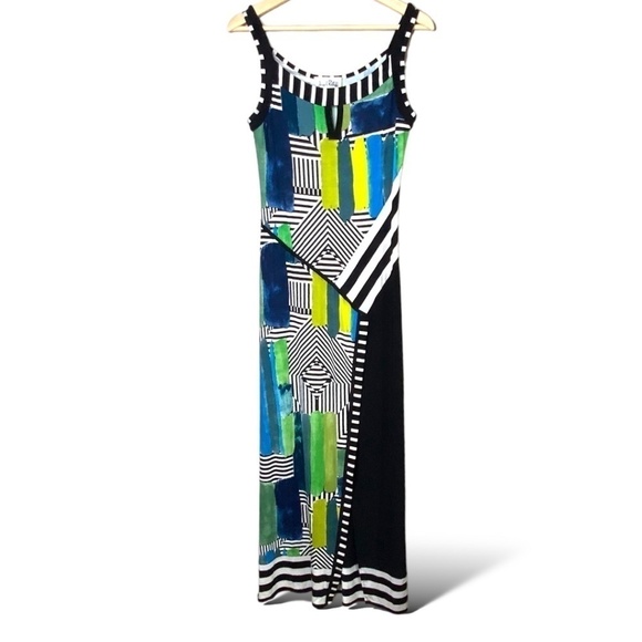 JOSEPH RIBKOFF Colorful Stretch Jersey Knit Maxi Dress MADE IN CANADA US Sz 4 - Picture 1 of 7